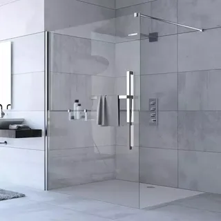 Hüppe Duplo pure Walk-In Duschglas Linksbefestigung - chrom
