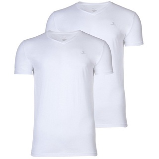 Gant T-Shirt Herren T-Shirt, 2er Pack - V-Ausschnitt, V-Neck weiß L