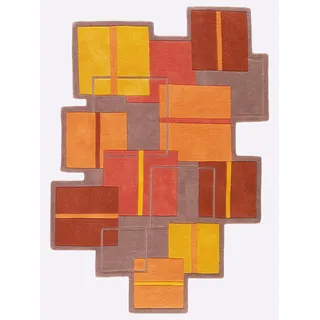 Teppich HEINE HOME Gr. 2, orange (orange, braun), B:70cm H:12mm L:140cm, Wolle, Teppiche, Teppich