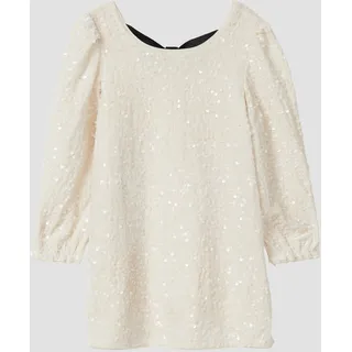 s.Oliver Minikleid Ausgestelltes Samtkleid mit Pailletten, Cut-Out und Schleife Beige 128