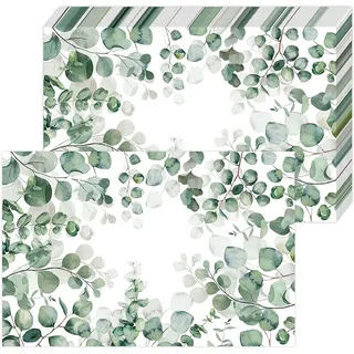 50 Stück Eukalyptus Papier Platzsets Eukalyptus Blätter Papier Tischsets 40 x 28 cm Grüne Blätter Einweg Tischsets, Dekorativ für Urlaub Küche Esstisch Party
