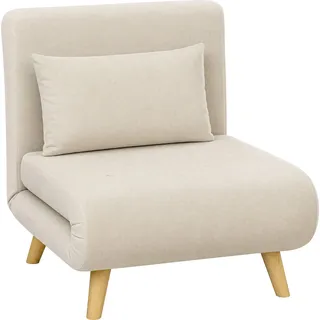 HOMCOM 3 in 1 Schlafsessel Klappbar Schlafsofa mit Bettfunktion Verstellbarer Rückenlehne Kissen Gästebett in Samtoptik Relaxsessel Klappsessel für Wohnzimmer Schlafzimmer 72 x 78 x 79 cm Beige   Aosom
