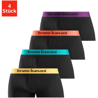 Hipster BRUNO BANANI Gr. M, 4 St., bunt (schwarz, orange, schwarz, türkis, gelb, lila) Herren Unterhosen Boxershorts Hipster Retropants Unterhose Unterwäsche Wäsche Bademode mit Logo Webbund