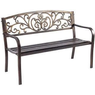 COSTWAY Gartenbank, Metall, 2-3 sitzer, mit Rückenlehnen, 126 x 60 x 85cm schwarz 60 cm x 85 cm x 120 cm