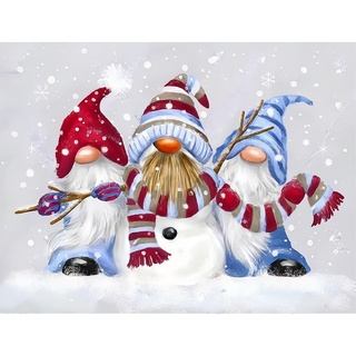 NAIMOER Winter Gnomes Diamond Painting Kits für Erwachsene Kinder, 5D Diamant Painting Weihnachten Bilder Erwachsene, Diamond Painting Weihnachten Bilder Kinder Malerei Set für Home Dekor 30x40cm