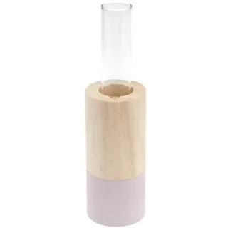 Holz Vase mit Reagenzglas, flieder,Ø 4cm, H 10cm