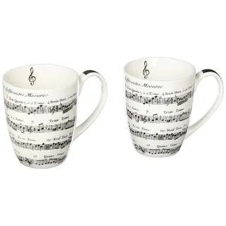 Paperproducts Design Gift Mugs with Distinctive Adagio Design (Set of 2), 7.75 x 3.5 x 4.5", White/Black