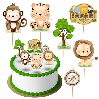 Festivalartikel Tortenstecker Safari Topper Set 6 Stk Geburstag Torten Deko Kuchen Junge weiß