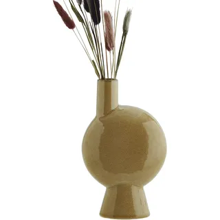 Vase Blumenvase aus Steingut in senfgelb H 23 cm Scandi Ethno Boho Madam Stoltz