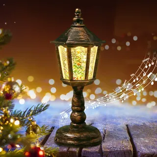 Schneekugel Weihnachten, Spieluhr Weihnachten, Warmweißes LED Licht, Schneekugel mit Musik, Windlicht Weihnachten, Schneekugel Weihnachten mit Musik, Schneekugel mit Spieluhr, Batteriebetrieben