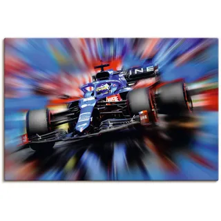 Wandbild ARTLAND "Fernando Alonso - Spanien" Bilder Gr. B/H: 60 cm x 40 cm, Leinwandbild Auto Querformat, 1 St., blau Kunstdrucke als Leinwandbild, Poster in verschied. Größen