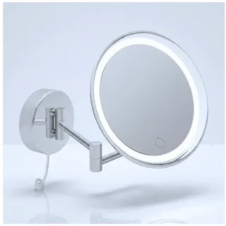 Libaro Kosmetikspiegel SIENA mit 7-fach Vergrößerung, Schminkspiegel Wandmontage mit Stecker, Vergrößerungsspiegel LED dimmbar Rasierspiegel Schminkspiegel Licht silberfarben