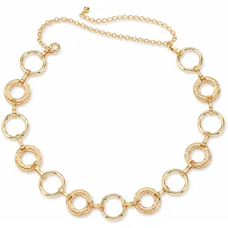 Bauchkette, Bauchkette Gold, Goldener Gürtel, Kettengürtel, Goldene Taillenkette mit Runden Ringen, Verstellbarer Metall Kleidergürtel für Damen, Western Cowgirl Stil, für Kleider und Jeans