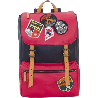 Invicta My Jolly Bicolor Patch: Praktischer Rucksack, für Freizeit, Ausflüge, Uni, Büro; Laptopfach, Unisex; Tagesrucksack für Damen & Herren; Italienisches Design, rot, Lederdetails