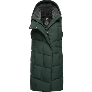 Ragwear Steppweste Pavla Vest stylische Winterweste mit Teddyfutter und Kapuze grün XXL (44)