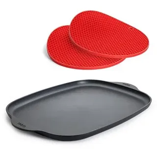 WOLL® Eco Logic Grillplatte 38x30cm, 2,5cm hoch inkl. 2 Silikon-Topflappen