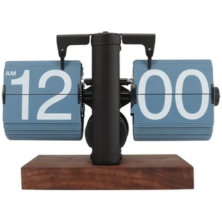 Cyrank Flip Clock Schreibtisch, Retro Digital Flip Down Clock Flip Digitaluhr Mechanische Uhr Flip Clock Vintage Automatische Drehrohruhr Auto Flip Desk Für Home Room Office Dekoration(Blau)