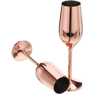 FOOLS ALIBAI Sektgläser Edelstahl 200 ml rose gold,champagner gläser 2er set moet, Cocktailgläser Jahrestag,Edelstahl hochzeit sektgläser glas prosecco gläser