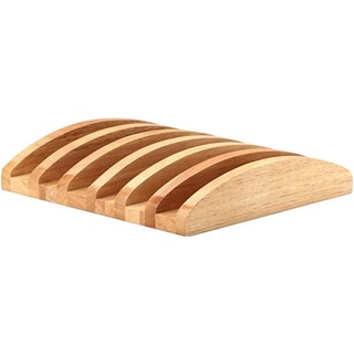 Continenta Bretterständer aus Gummibaumholz für 6 Bretter bis 2 cm Dicke, Brettständer, Brettchenständer, Größe: 20,5 x 18 x 6 cm