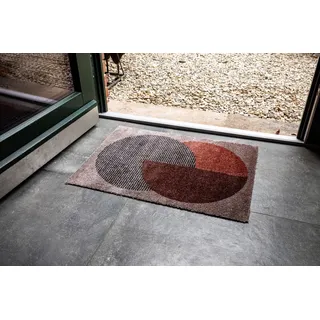 Manhattan Fußmatte Circle – modern, waschbar & rutschfest, beige-terracotta 67x1...