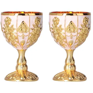 Ejoyous Vintage Weinbecher Set, 2 Stück Goldene Kelche, Antiker Mittelalterlicher Becher für Küche, Bar, Party, Hochzeitsdekoration