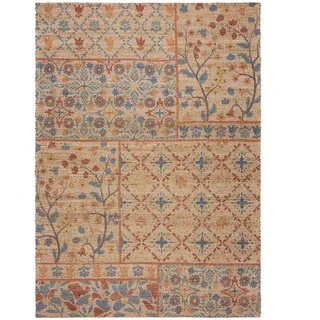 KADIMA DESIGN Juteteppich 120 x 170 cm Natur-Blau
