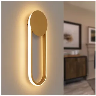ZMH LED Wandleuchte Innen Wandlampe Flurlampe Modern Design 3000K, Außenleuchtend, LED fest integriert, warmweiß goldfarben