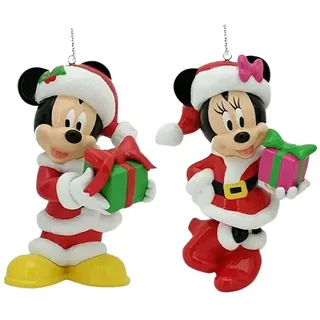 Disney Weihnachtsfigur 2er Set Christbaumfigur 9cm 3D Mickey + Minnie Mouse Weihnachtskugel