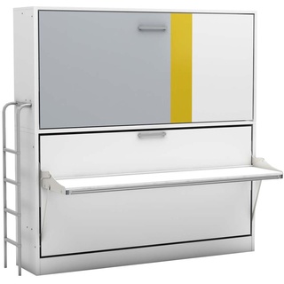 Multimo Klappbett Multimo SMART Etagenbett mit Schreibtisch / Kinderbett / Klappbett horizontal klappbar