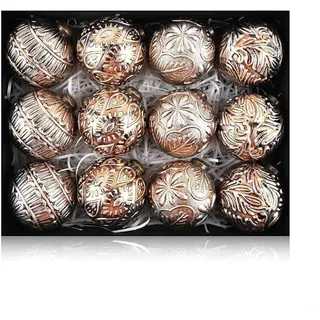GANCEI Christbaumkugeln, 12 Stück, 8 cm, Vintage-Christbaumkugel-Ornamente für Weihnachtsbaum, Kränze oder Girlanden Dekoration (braun)