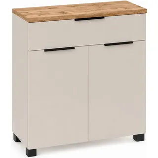 Schildmeyer Unterschrank Saga, mit fühlbarer Holzstruktur, Breite 80 cm, Made in Germany (1-St) Eiche Landhaus Dekor mit fühlbarer Struktur, Made in Germany beige