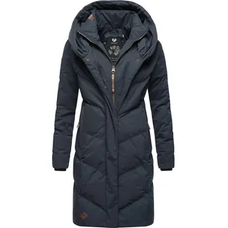 Ragwear Damen, Wintermantel Warmer Steppmantel lang wasserdicht mit Kapuze Natalka Intl Navy22 Gr. M (38),