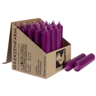 Kurze Stabkerzen Tafelkerzen durchgehend gefärbt Spitzkerzen für die Tisch-Deko zur Hochzeit Weihnachten & Party (10, Aubergine)