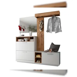 moebel-dich-auf Kompaktgarderobe MERAN in weiß / Absetzung Wildeiche, (BxHxT) 177x195x32 cm