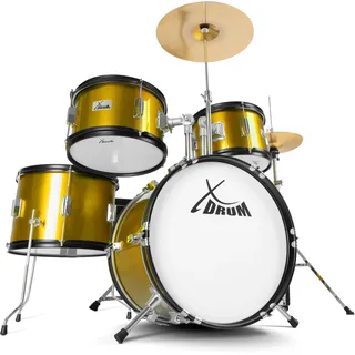 XDrum Junior Pro Kinder Schlagzeug Gold Sparkle inkl. Schule