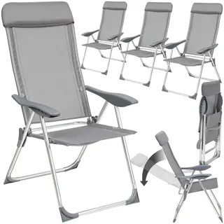 Tectake Gartenstuhl 59 x 73 x 110 cm grau klappbar 4 St.