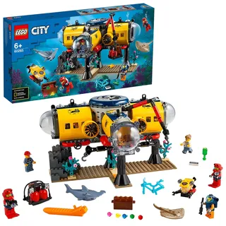 LEGO 60265 City Meeresforschungsbasis, U-Boot-Spielzeug mit Meerestieren-Figuren, tolles Geschenk für Kinder ab 6 Jahre