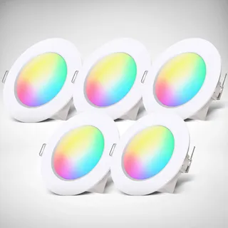 B.K.Licht Einbaustrahler 5er Set IP44 RGB mit Fernbedienung