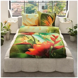 KAEPPEL Mako-Satin Bird of Paradise Bunt 135 x 200 cm + 80 x 80 cm