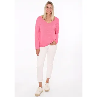 Sweatshirt ZWILLINGSHERZ Gr. LXL, pink Damen Sweatshirts V-Ausschnitt mit Kontrastnaht
