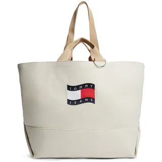 Tommy Hilfiger TJW WAVE FLAG MED TOTE Shopper Baumwolle Beige