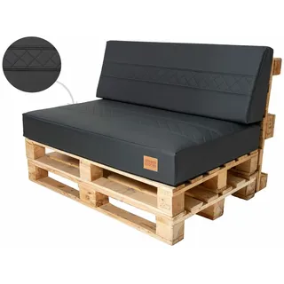 GOLDEN-GROUP Palettenkissen-Set, ÖKO LEDER Sitzauflage, Gartensofa (Schwarz)