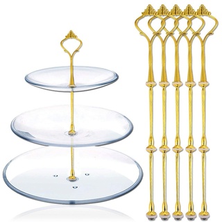 Baogu 5er Set Cake Stand Handle Metallstangen für 2 bis 3 Etage Etagere Servierständer Kuchenständer (Nicht inkl. Teller) (Gold)