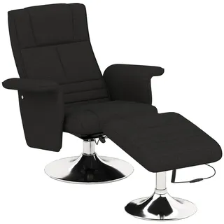 HOMCOM Massagesessel mit Fußhocker, Relaxsessel mit Liegefunktion, Schwarz - Schwarz