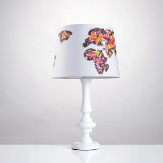 Tischlampe Weltkarte Blumen  Groß