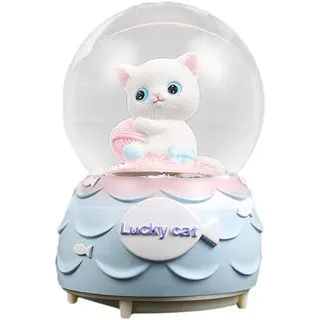 Schneekugel Aus Kunstharz Mit Kristallkatze, Licht Und Musik – Leuchtende Heimdekoration