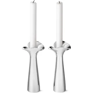 Georg Jensen Kerzenständer-Set Bloom Botanica Edelstahl Silber/Weiß