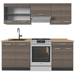 Vicco Küchenzeile R-Line 200 cm Edelgrau/Anthrazit