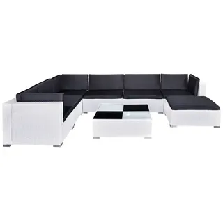 vidaXL Polyrattan Lounge-Set weiß inkl. Auflagen 41265