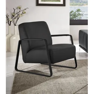 W.Schillig Cocktailsessel »quadroo Loungesessel,«, mit bezogenen Armlehnen, Gestell in Schwarz pulverbeschichtet grau